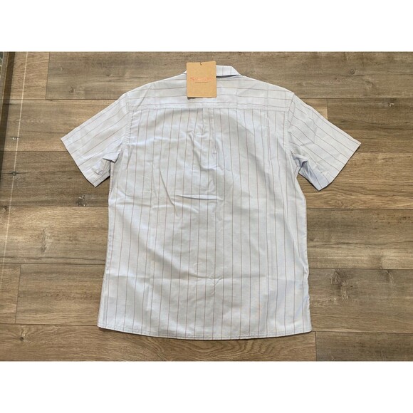 Simms Fishing Shop Shirt Mens M Short Sleeve Striped Quick Dry Zipper Pocket - Picture 6 of 8
